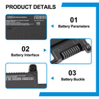 HP CI03XL replacement Li-ion laptop battery 11.4V 48Wh specs with 16-pin interface and metal buckle