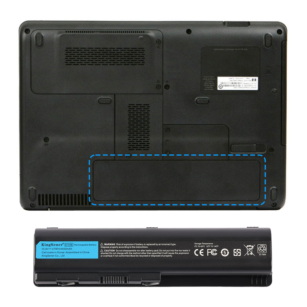 EV06 Laptop Battery For HP Pavilion DV4 DV5 DV6 Series - Installation illustration