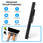 LA04 laptop battery with 6-layer circuit protection: voltage, ESD, current, thermal, short-circuit, charge safety