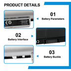LA04 replacement battery details: 14.8V 41Wh 2620mAh with multi-pin connector and buckle