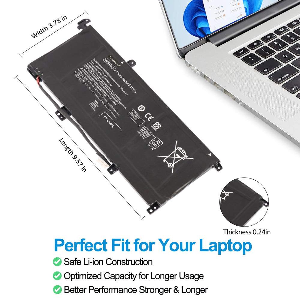 HP MB04XL replacement Li-ion laptop battery 15.4V 55.67Wh dimensions 9.57 inch perfect fit for HP laptop