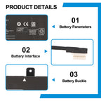 HP MB04XL replacement Li-ion laptop battery 15.4V 55.67Wh specs with 12-pin interface and metal buckle