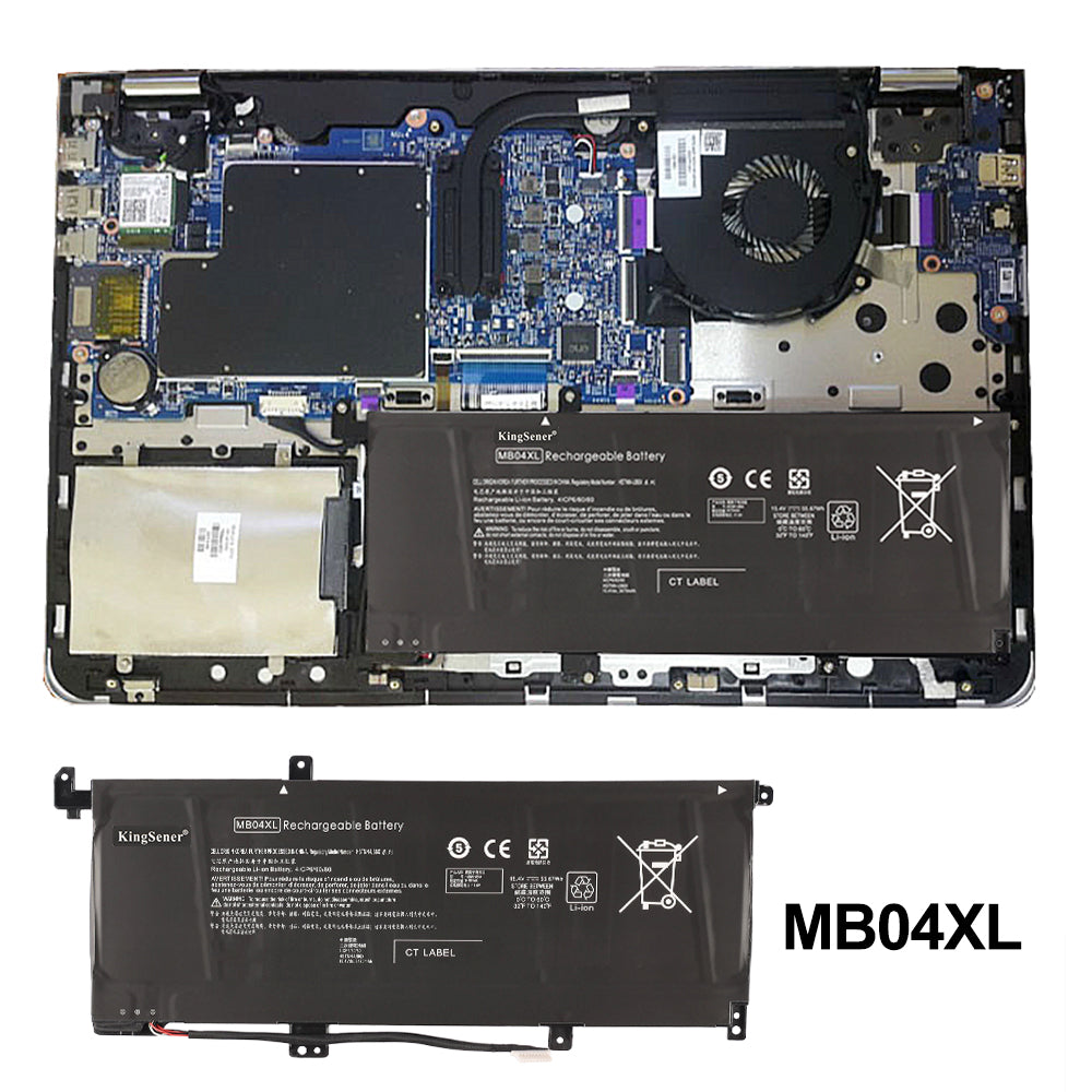 HP MB04XL replacement Li-ion laptop battery 15.4V 55.67Wh installation diagram inside HP laptop