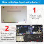 HP MB04XL replacement Li-ion laptop battery 15.4V 55.67Wh DIY 3-step replacement with 6-screw removal