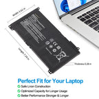 HP RR03XL replacement Li-ion laptop battery 11.4V 48Wh dimensions 7.24 inch perfect fit for HP laptop