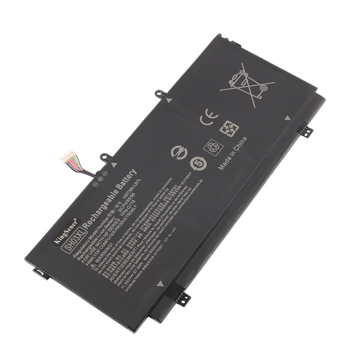 HP SH03XL replacement Li-ion laptop battery 11.55V 57.9Wh 5020mAh white background product main image