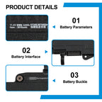 SN03XL product details: 11.4V 44Wh 3910mAh battery parameters, cable clip interface connector, buckle mount design for HP EliteBook ProBook notebook