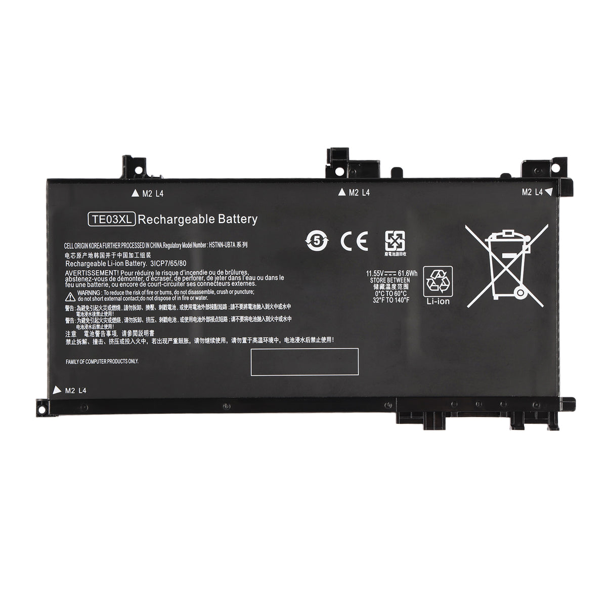 HP TE03XL replacement laptop battery 11.55V 61.6Wh 5333mAh 3ICP7/65/80 Li-ion HSTNN-UB7A for HP notebook