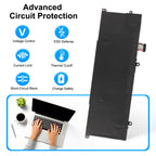 WE04XL battery with six-layer circuit protection including voltage control, ESD defense, thermal cutoff and short-circuit block