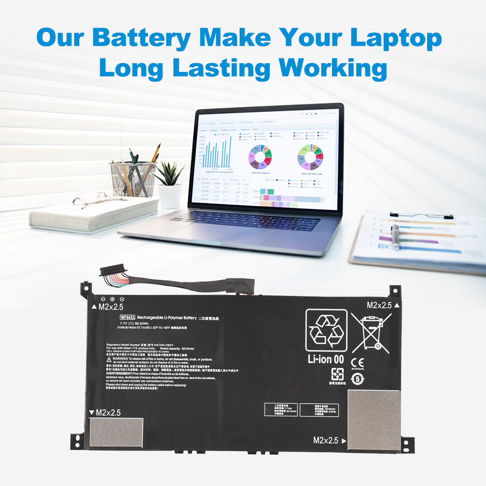 WF04XL 66.52Wh battery powers HP Envy 13 x360 laptop for all-day office work, data analysis and business productivity