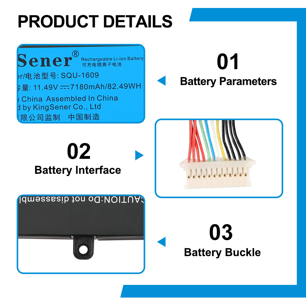 Hasee-SQU-1609-11.49V-82.49Wh-Laptop-Battery