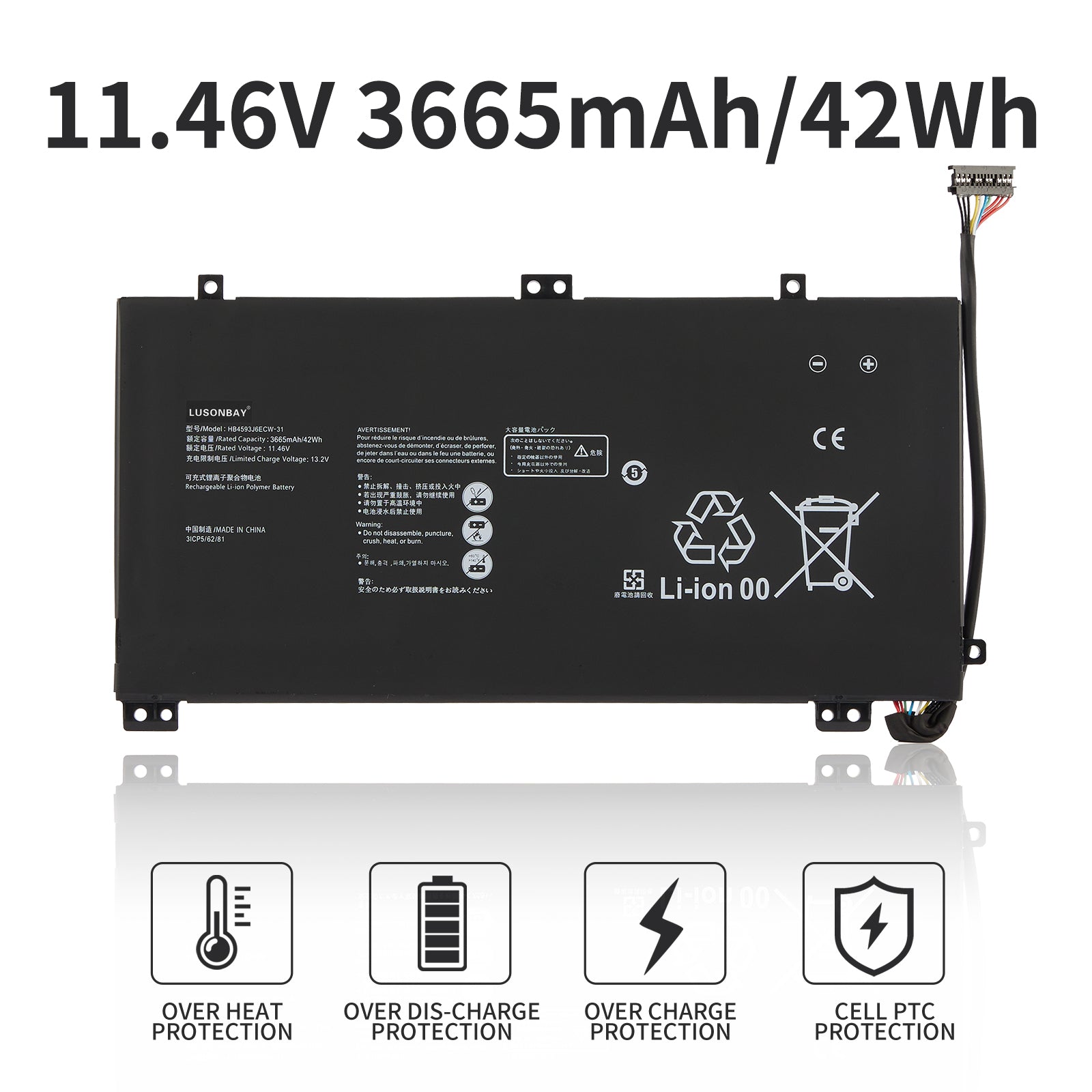 Huawei-HB4593J6ECW-31-11.46V-42WH-Laptop-Battery-LUSONBAY