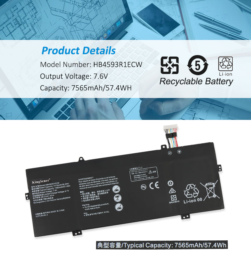 Huawei-HB4593R1ECW-7.6V-57.4WH-Laptop-Battery