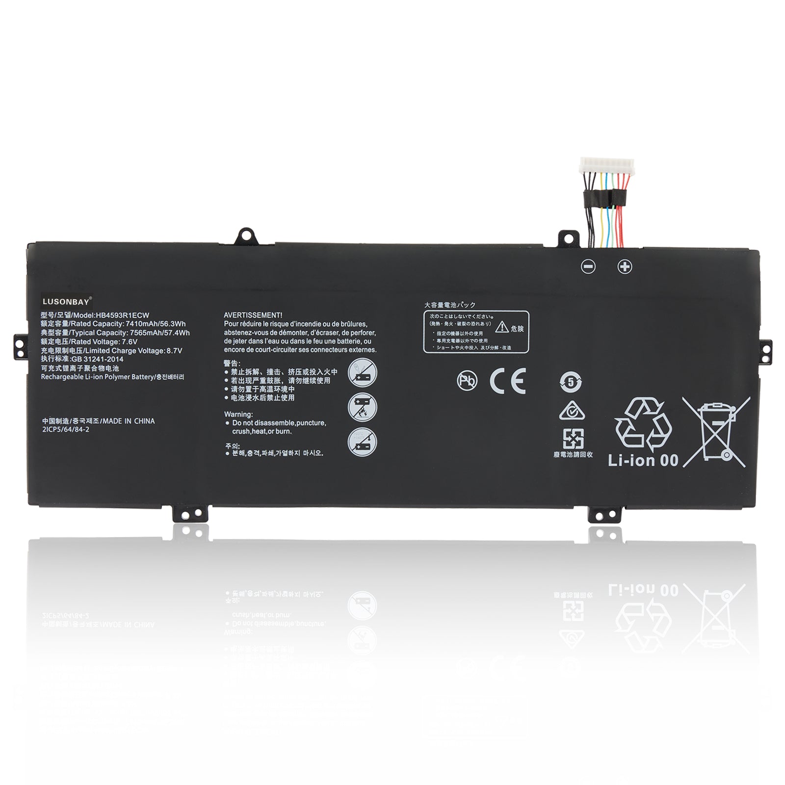 Huawei-HB4593R1ECW-7.6V-57.4WH-Laptop-Battery-LUSONBAY