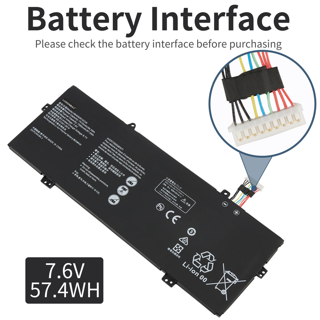 Huawei-HB4593R1ECW-7.6V-57.4WH-Laptop-Battery-LUSONBAY