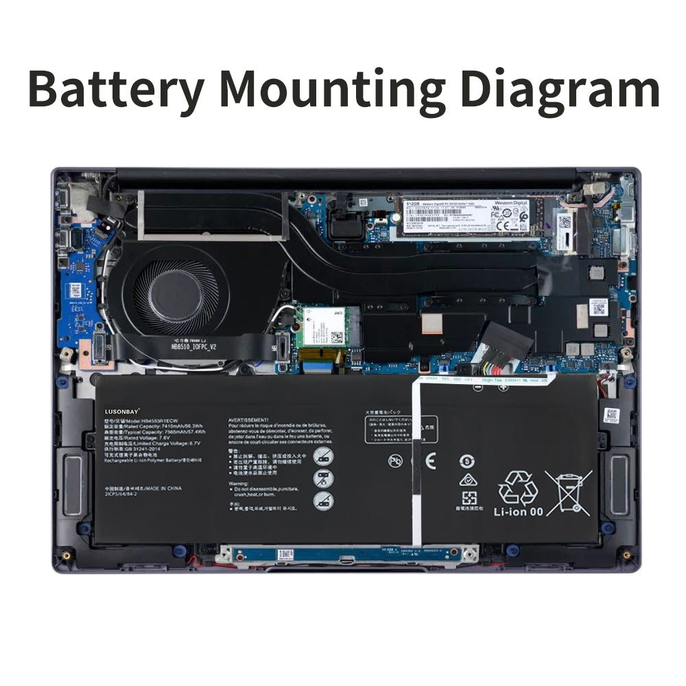Huawei-HB4593R1ECW-7.6V-57.4WH-Laptop-Battery-LUSONBAY