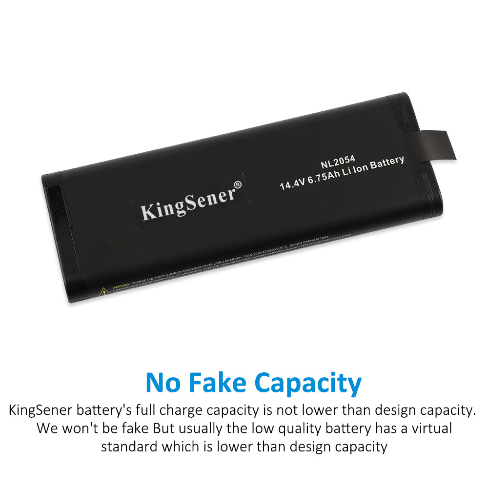 KingSener NL2054 14.4V 6.75Ah black Li-ion battery emphasizing true full-charge capacity with no fake ratings.