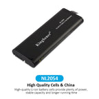 KingSener NL2054 14.4V 6.75Ah 95Wh Li-ion battery displayed at angle, highlighting premium cell quality and longer runtime.