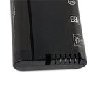 Close-up of the KingSener NL2054 battery interface connector showing five metal contact pins and safety icons.