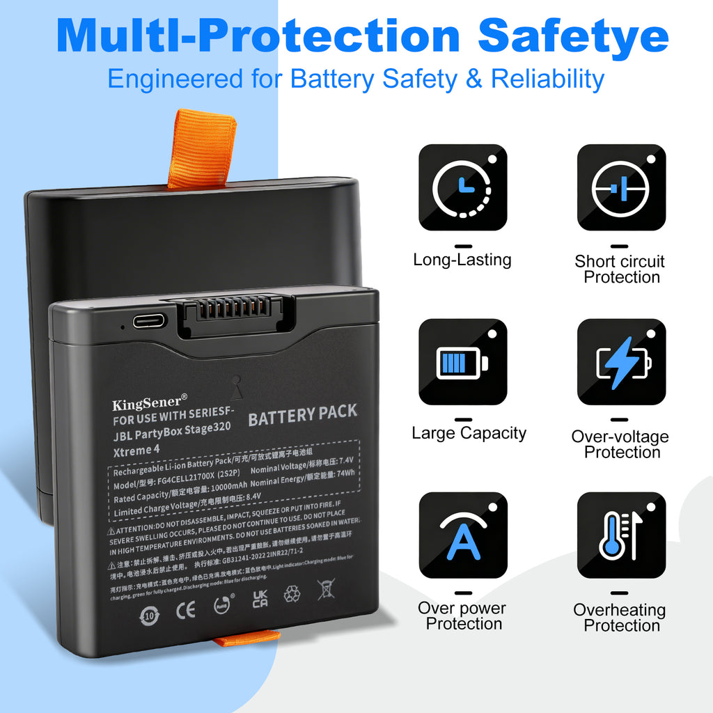 FG4CELL21700X(2S2P) Replacement Battery For JBL PartyBox Stage 320 Xtreme 4 - Multl Protection Safetye