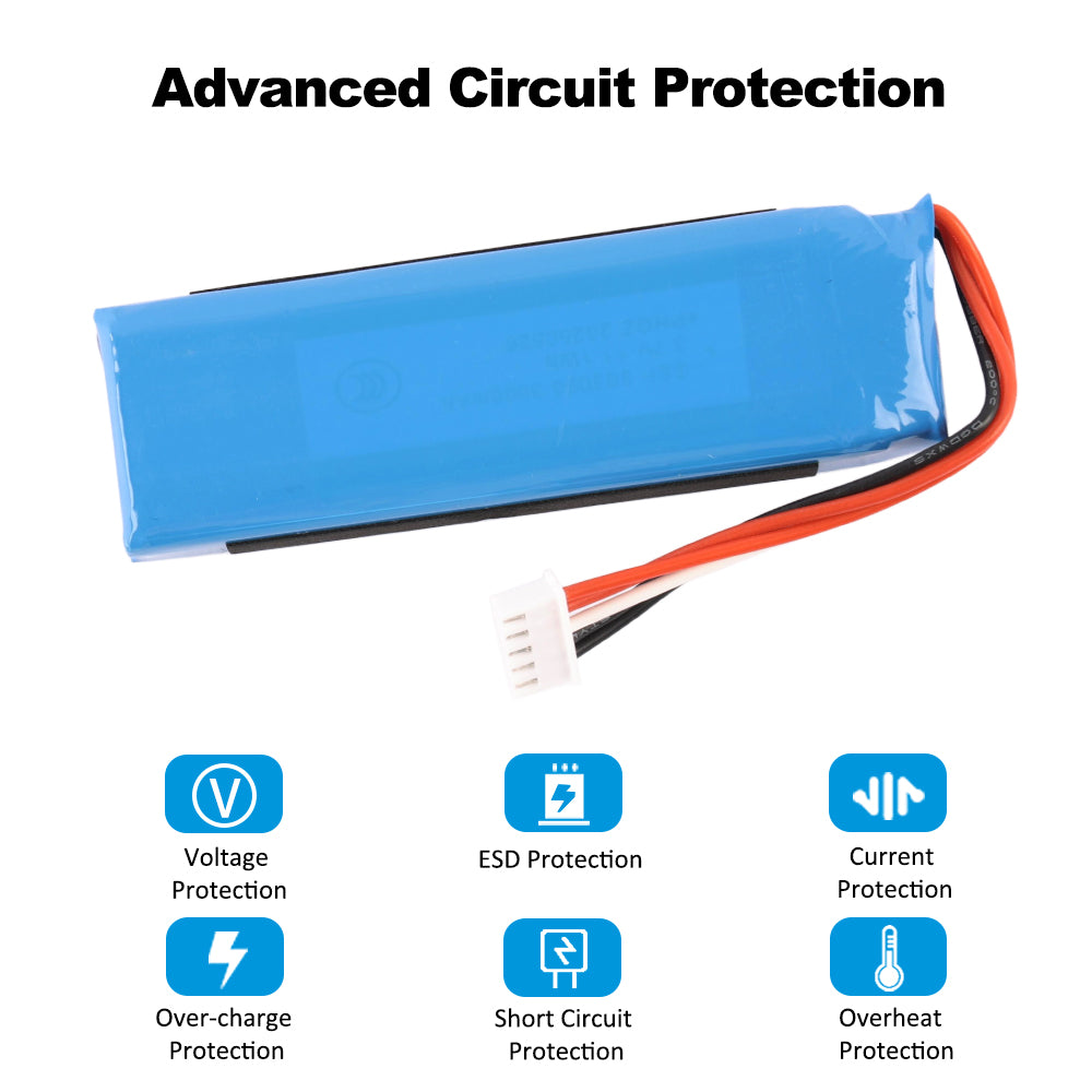 Replacement Li-ion Battery for JBL Charge 3 Speaker GSP1029102A 330SL - Advanced Circuit Protection