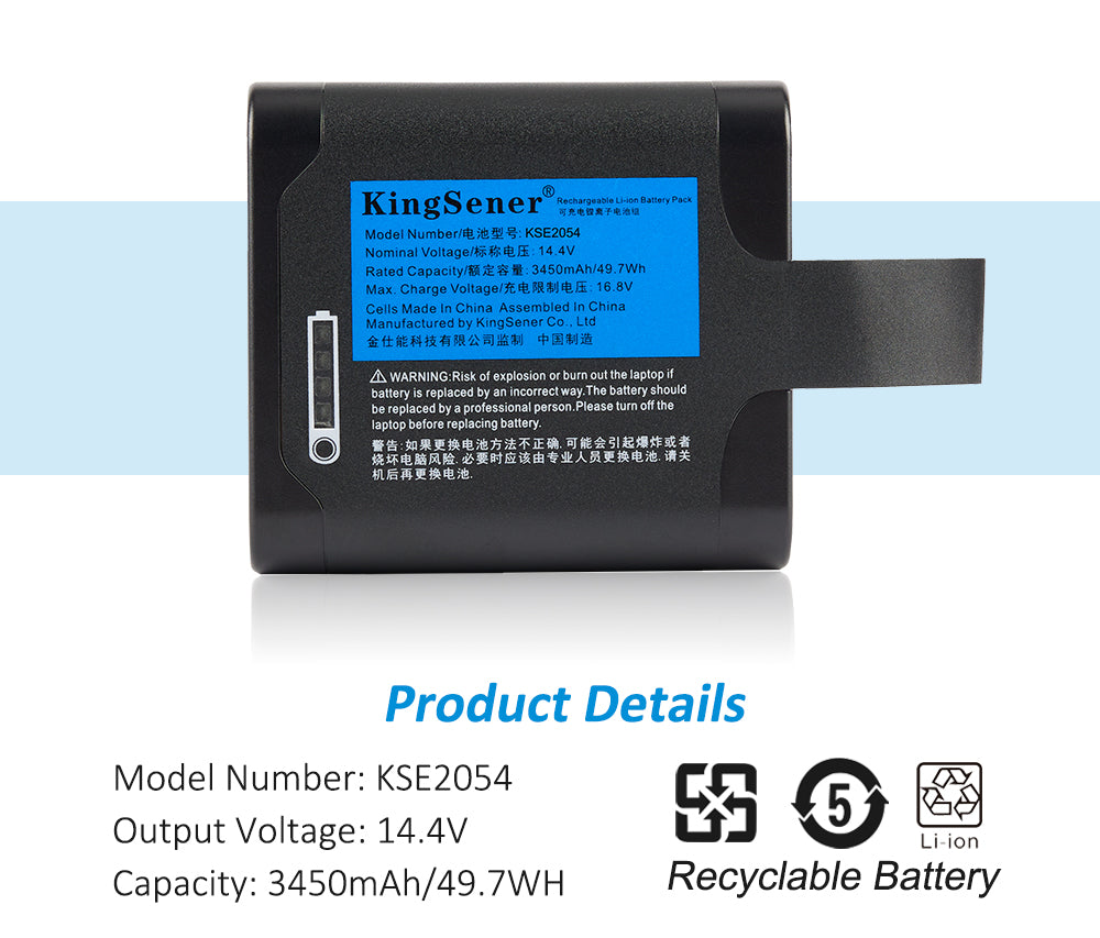 Full perspective of the black FLIR KSE-2054 rechargeable battery designed for inspired energy tools
