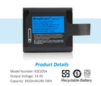 Full perspective of the black FLIR KSE-2054 rechargeable battery designed for inspired energy tools