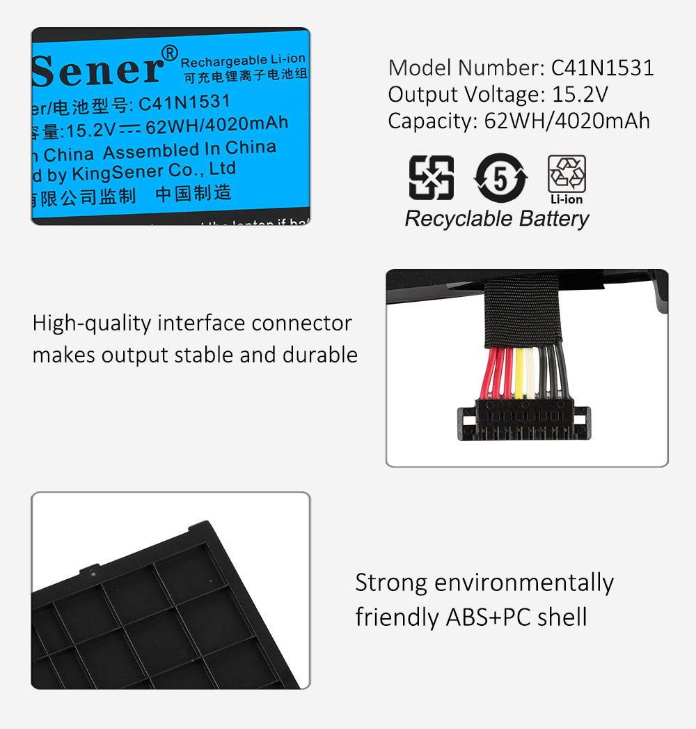 Kingsener-C41N1531-15.2V-62WH-4020mAh-Battery