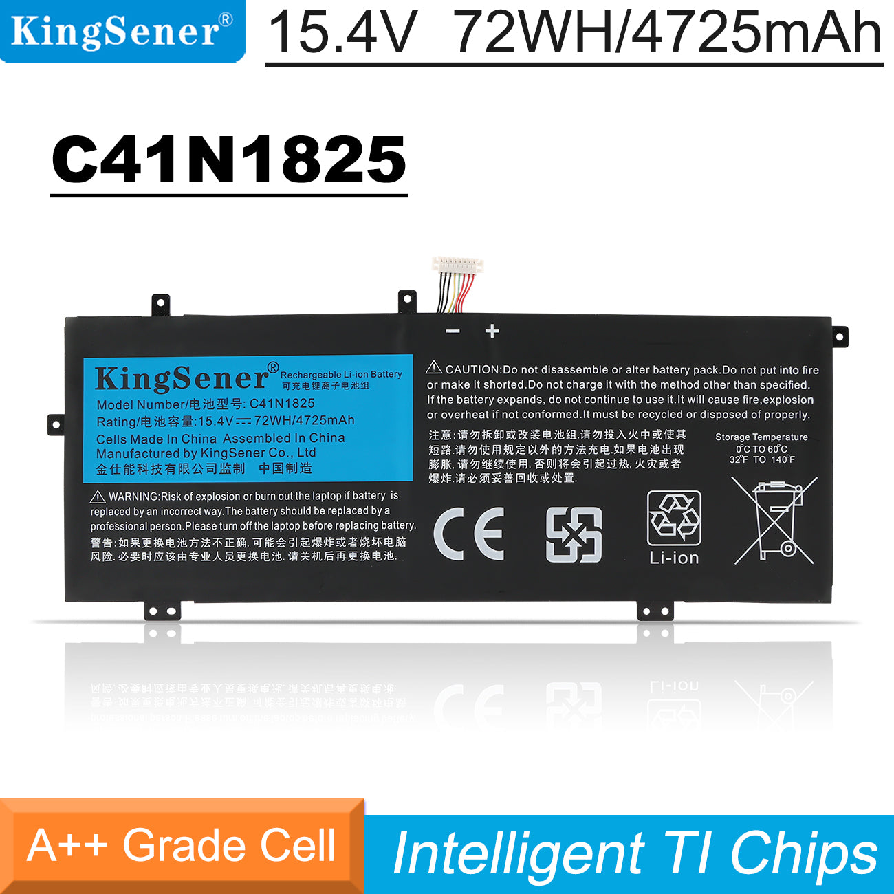 Kingsener-C41N1825-15.4V-72WH-4725mAh-Battery