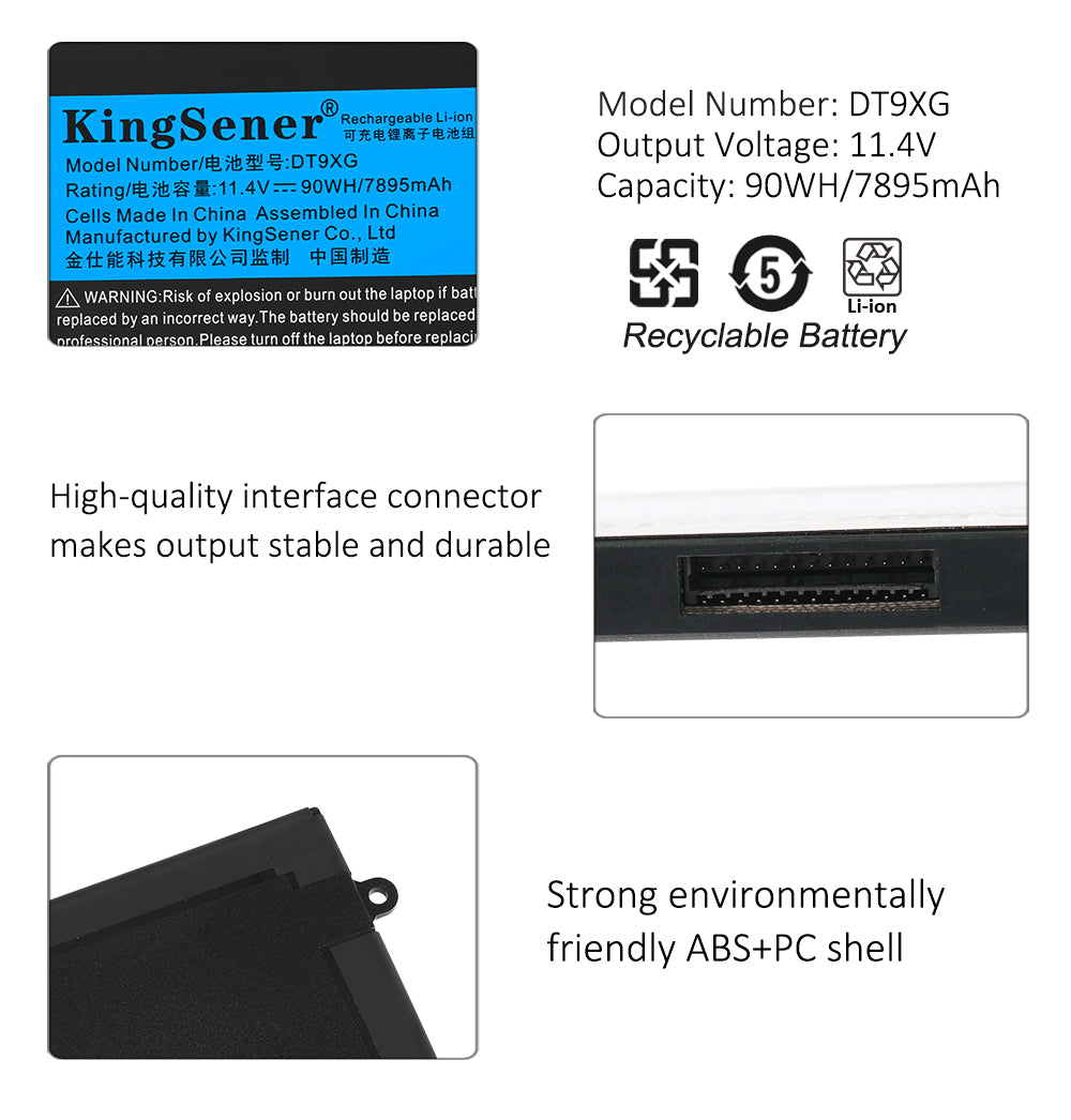 Kingsener-DT9XG-11.4V-90WH-7895mAh-Battery