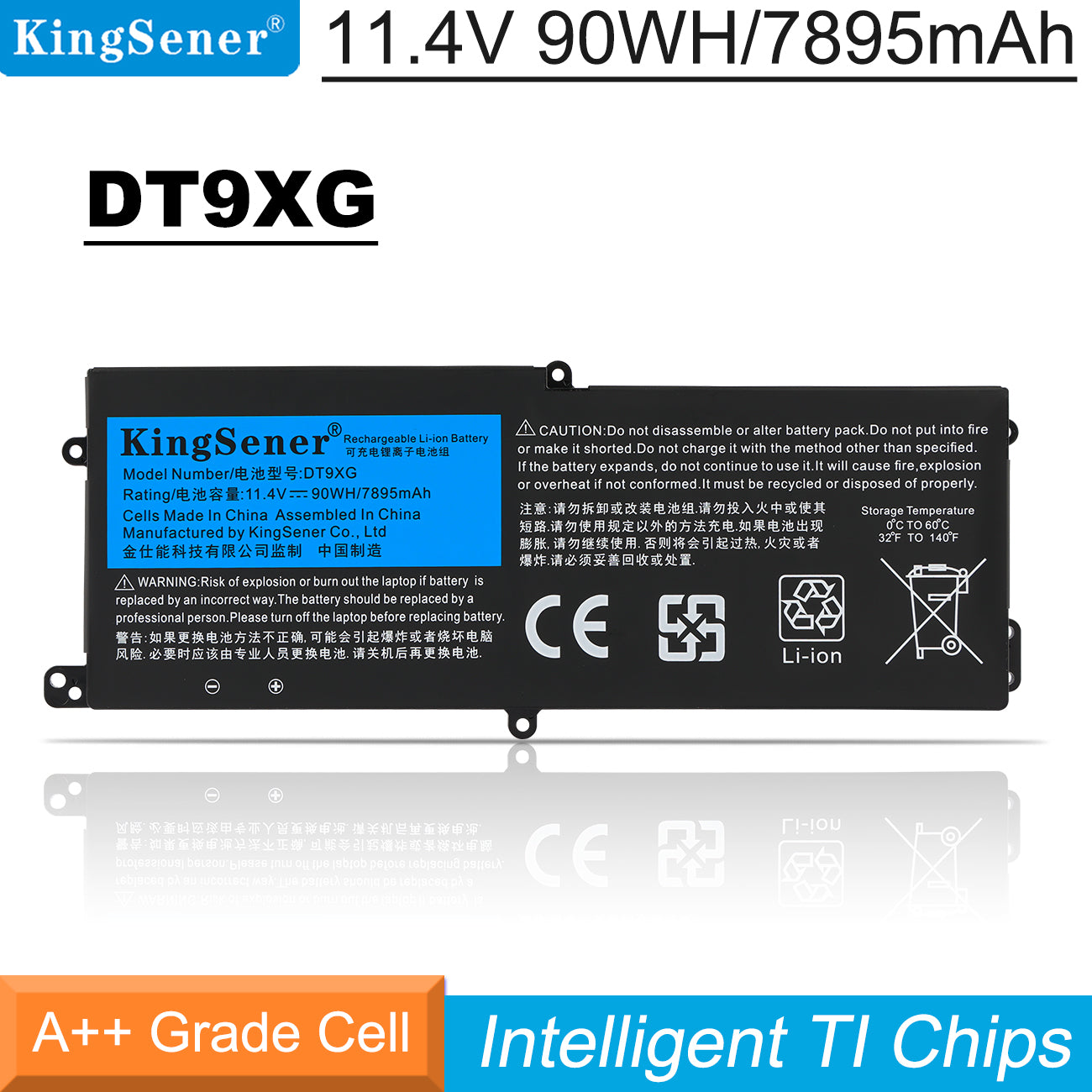 Kingsener-DT9XG-11.4V-90WH-7895mAh-Battery