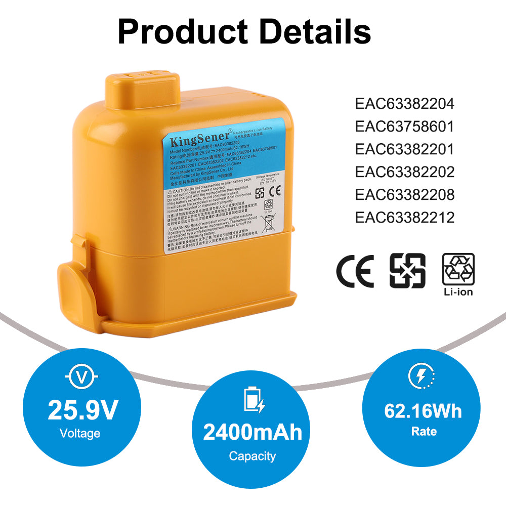 EAC63382208 Battery For LG CordZero A9 A905RM Vacuum Cleaner - Product Details