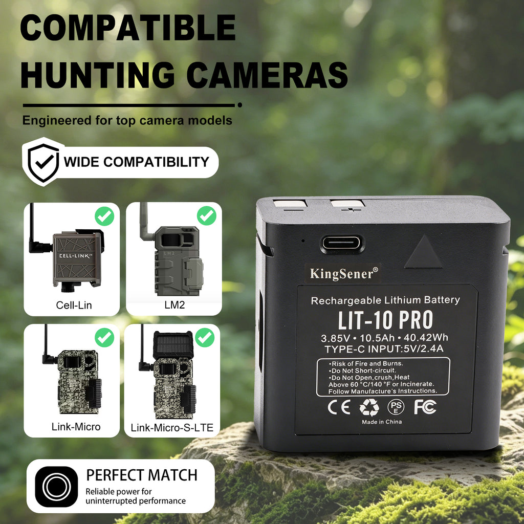 LIT-10 Pro compatible with Cell-Lin LM2 Link-Micro Link-Micro-S-LTE hunting trail cameras, wide compatibility perfect match replacement