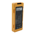 LM34S002A yellow defibrillator battery 12V 50.4Wh for Mindray AED C1 C2 S1 S2, back angled view showing serial number label