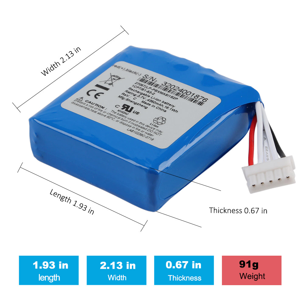 mamimi 27057 LP-PBXMAXI1S2P Lithium Battery 3.7V 4350mAH For Masimo