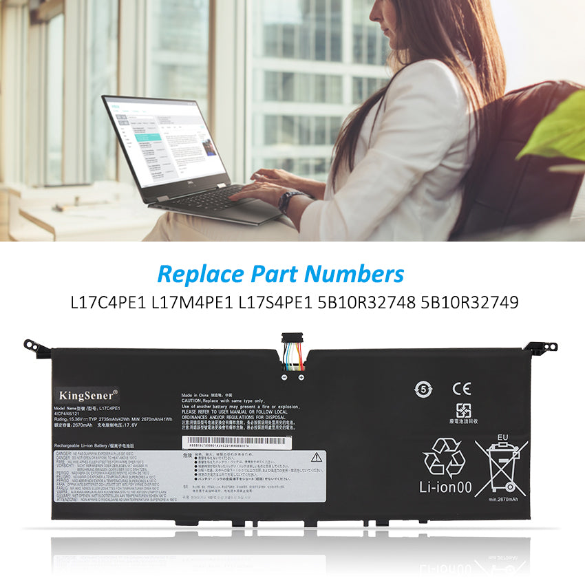 Lenovo-42WH-2735mAh-L17C4PE1-Laptop-Battery 