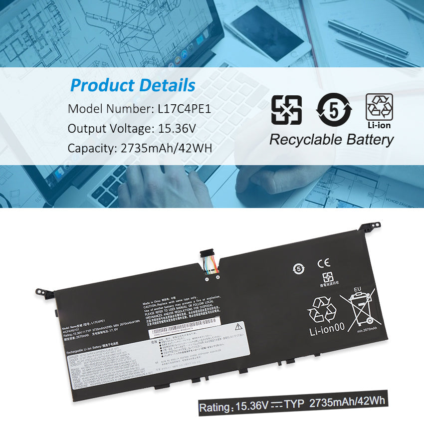 Lenovo-42WH-2735mAh-L17C4PE1-Laptop-Battery 