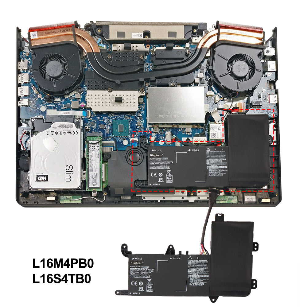 Lenovo L16M4PB0 replacement Li-ion laptop battery 15.36V 55Wh installation inside Lenovo Legion gaming notebook