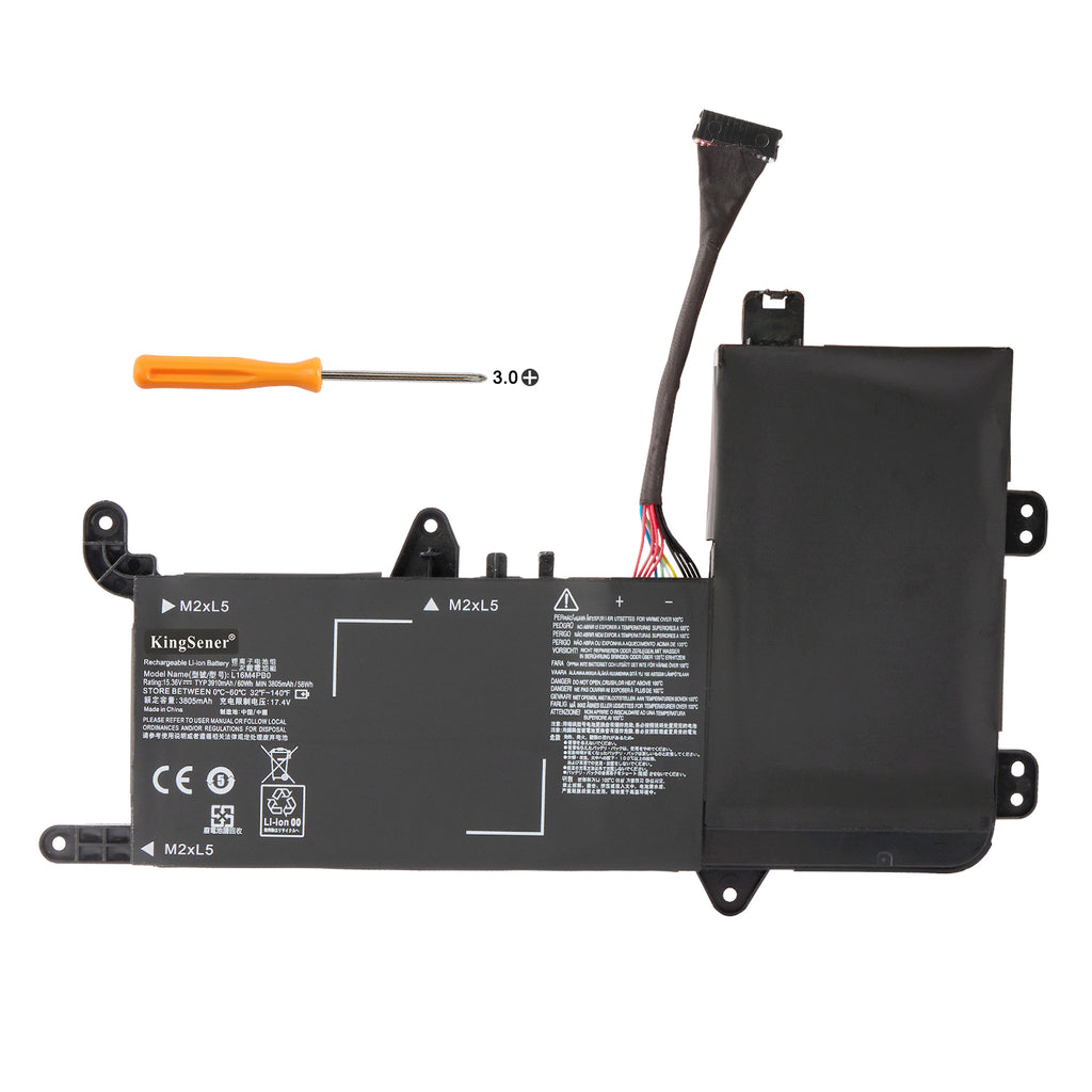 Lenovo L16M4PB0 replacement Li-ion laptop battery 15.36V 55Wh 3605mAh PH3 screwdriver for installation
