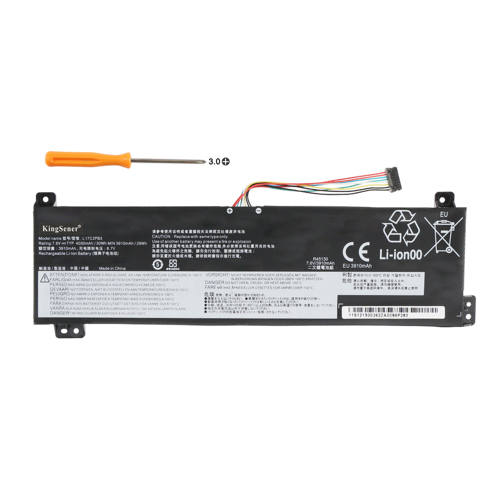 Lenovo L17C2PB3 replacement Li-ion laptop battery 7.6V 30Wh 4030mAh PH3 screwdriver for installation