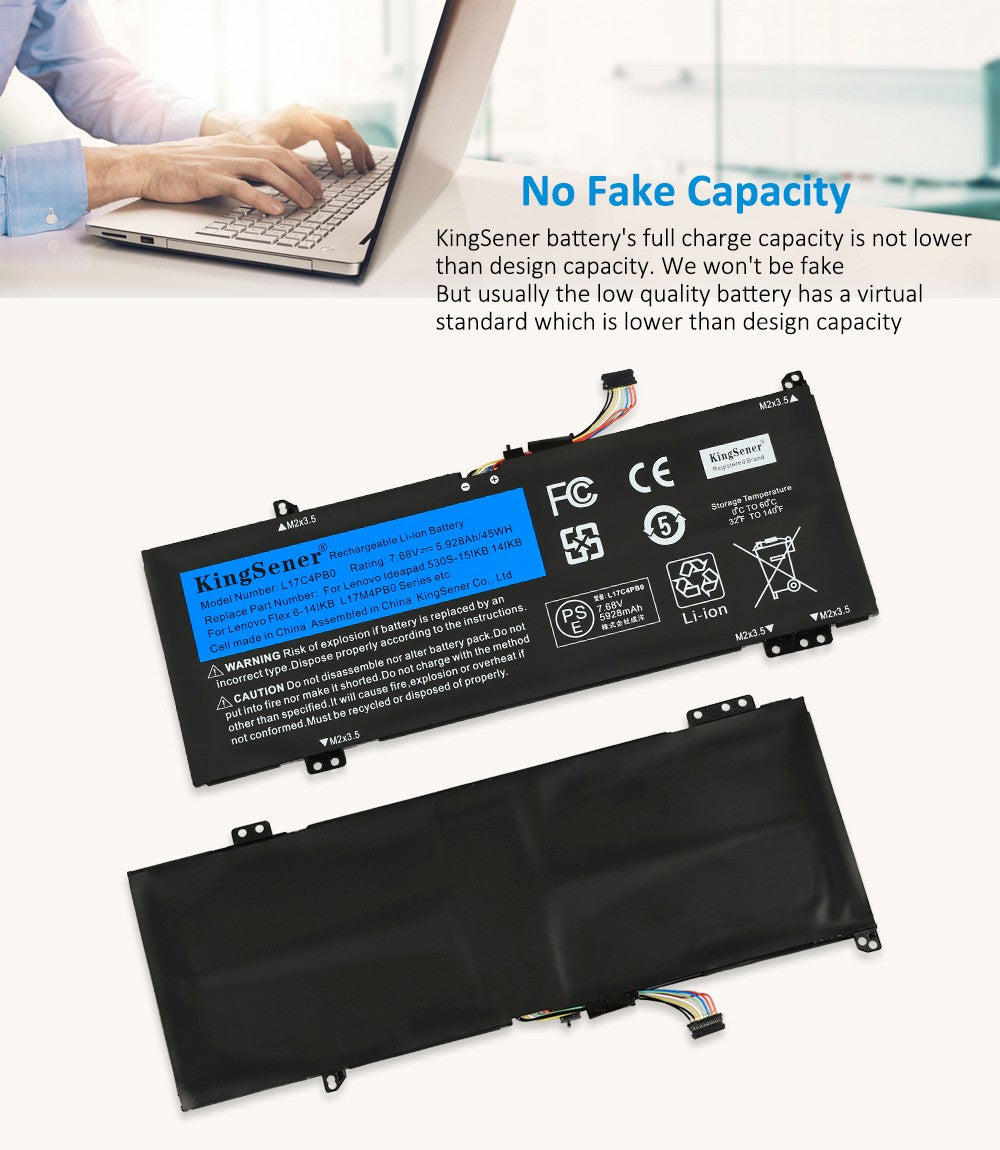 Batteria Laptop Lenovo L17C4PB0 7.6V 5800mAh - Compatibile Con IdeaPad 530S, Yoga 530, Flex 6 - Foto 2