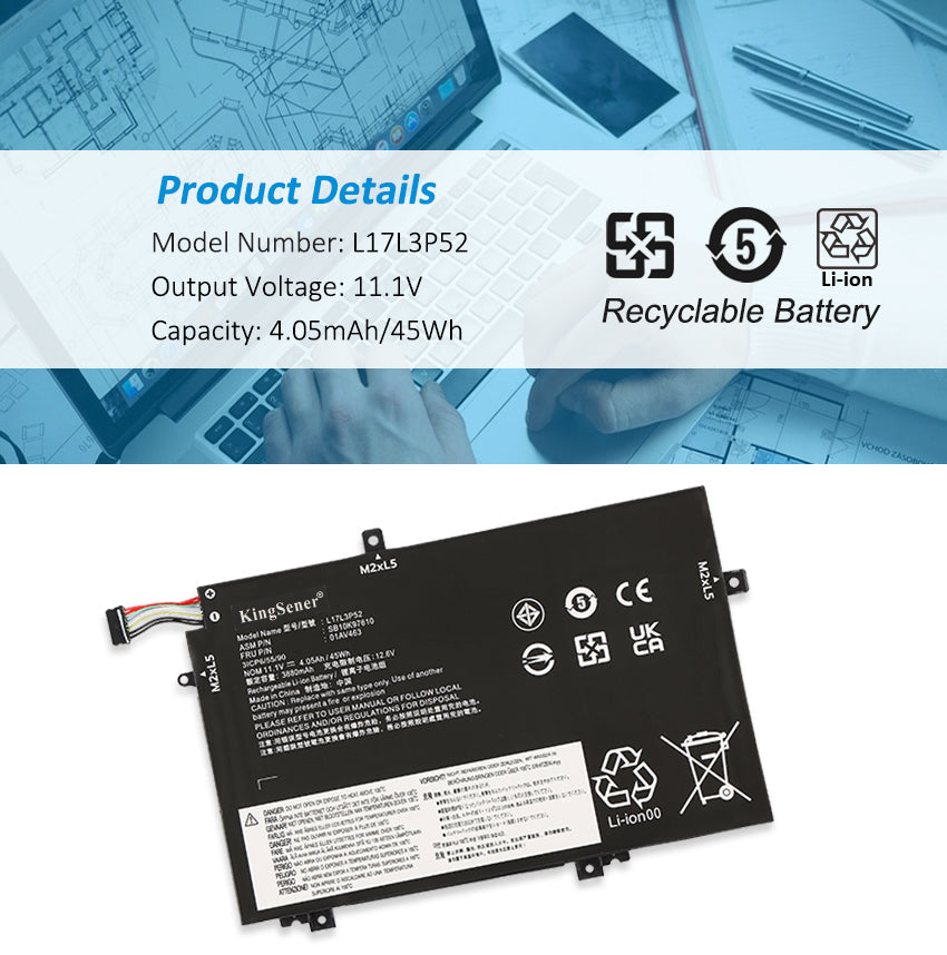 Lenovo-L17L3P52-11.1V-45Wh-Laptop-Battery