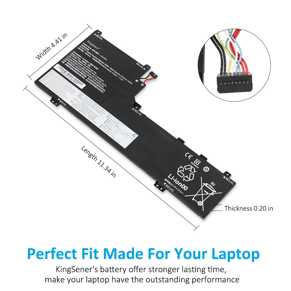KingSener L19M4PD2 筆記型電腦電池，適用於聯想 IdeaPad Yoga S740-14IIL 系列筆記型電腦，型號包括 5B10W67424、5B10U97772、L19L4PD2、5B10W67253 和 5B10U9773。