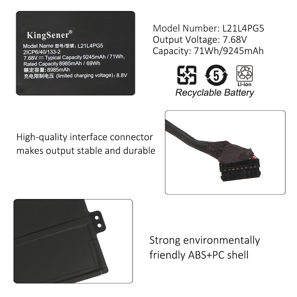 KingSener L21L4PG5 Laptop-Akku für Lenovo IdeaPad Gaming Chromebook 16 IdeaPad IP 5 Chrom 16IAU7 L21M4PG5 2ICP6/40/133-2 5B11J07490