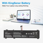 L22C4PC0 battery back view showing KingSener branding and replacement label for Lenovo laptops