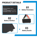 L24B3PK2 battery details showing 11.31V 60Wh spec label, multi-pin connector interface and mounting buckle design