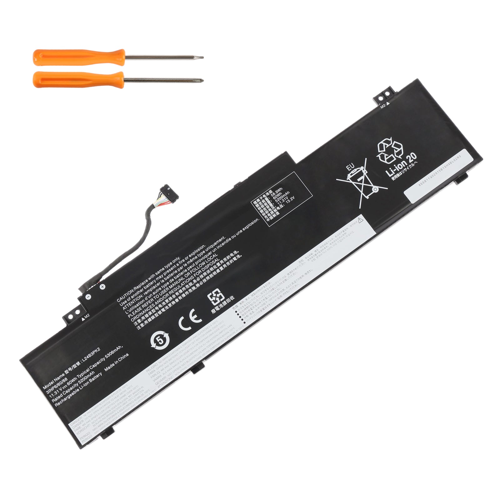 L24B3PK2 60Wh Li-polymer battery comes with free screwdriver tools for easy DIY replacement in Lenovo IdeaPad