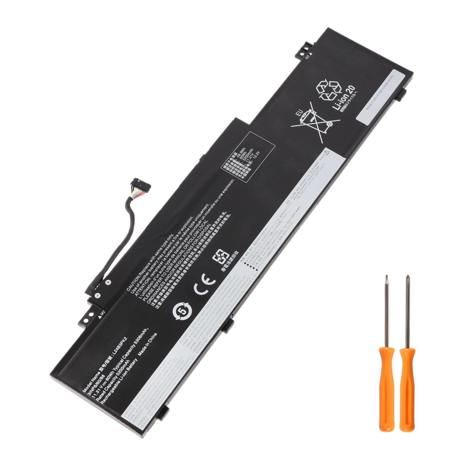 L24B3PK2 60Wh Li-polymer battery comes with free screwdriver tools for easy DIY replacement in Lenovo IdeaPad