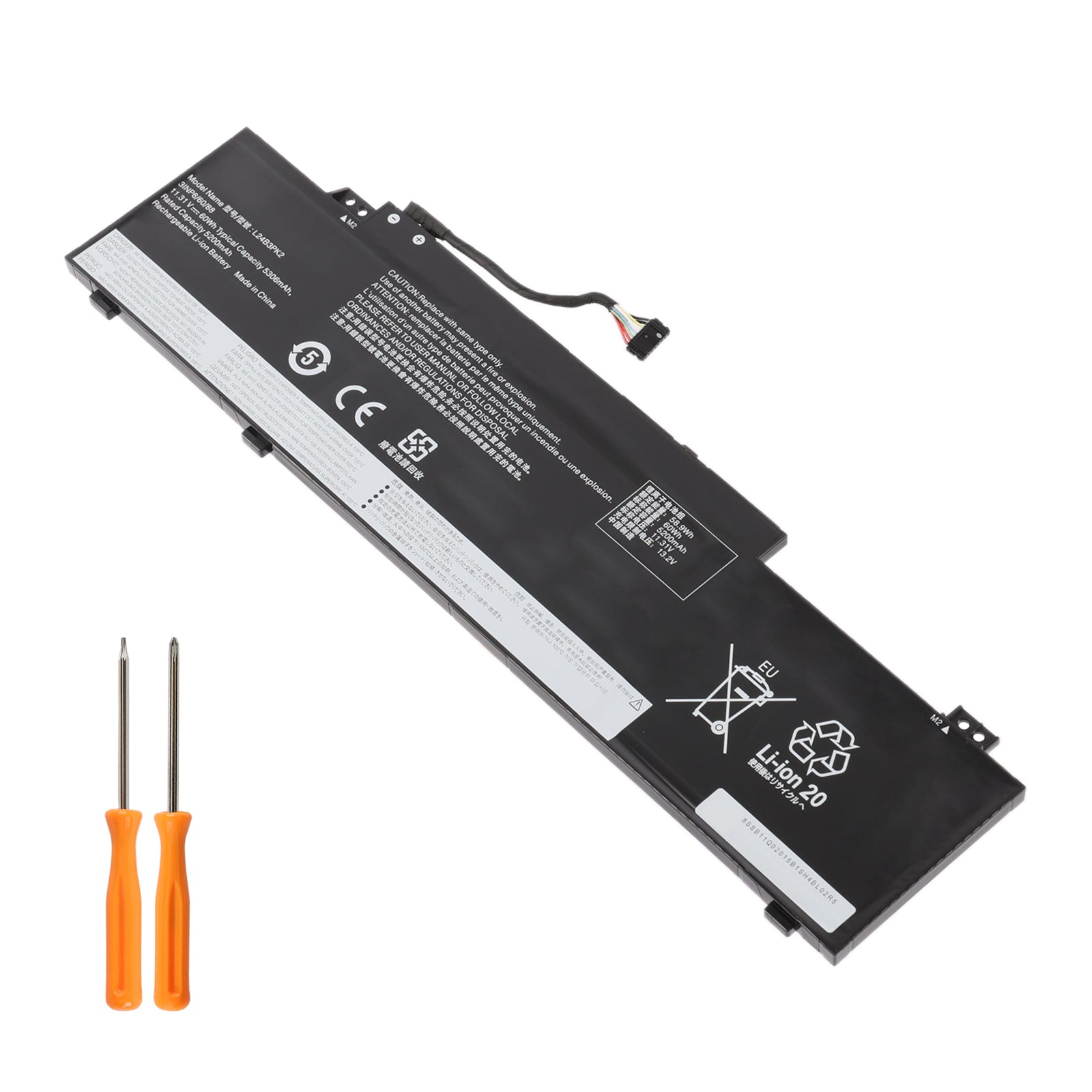 L24B3PK2 60Wh Li-polymer battery comes with free screwdriver tools for easy DIY replacement in Lenovo IdeaPad