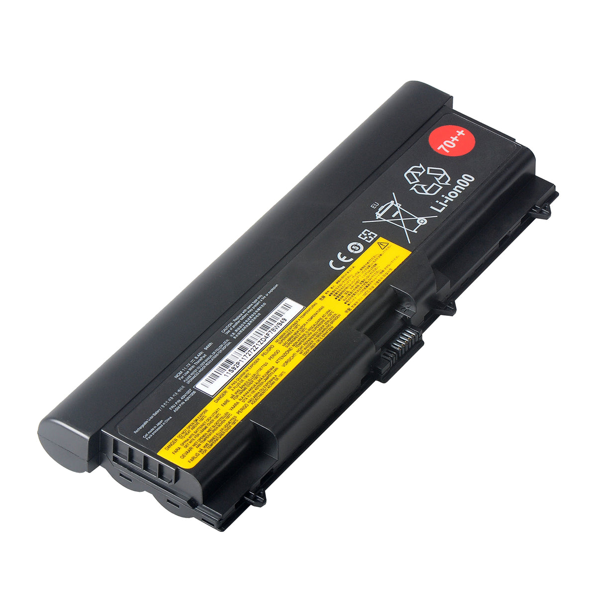 70++ 9-cell ThinkPad T430 battery 11.1V 8.4Ah 94Wh white background hero shot, Japan cells made in China for Lenovo T430 T530 W530 L530 replacement